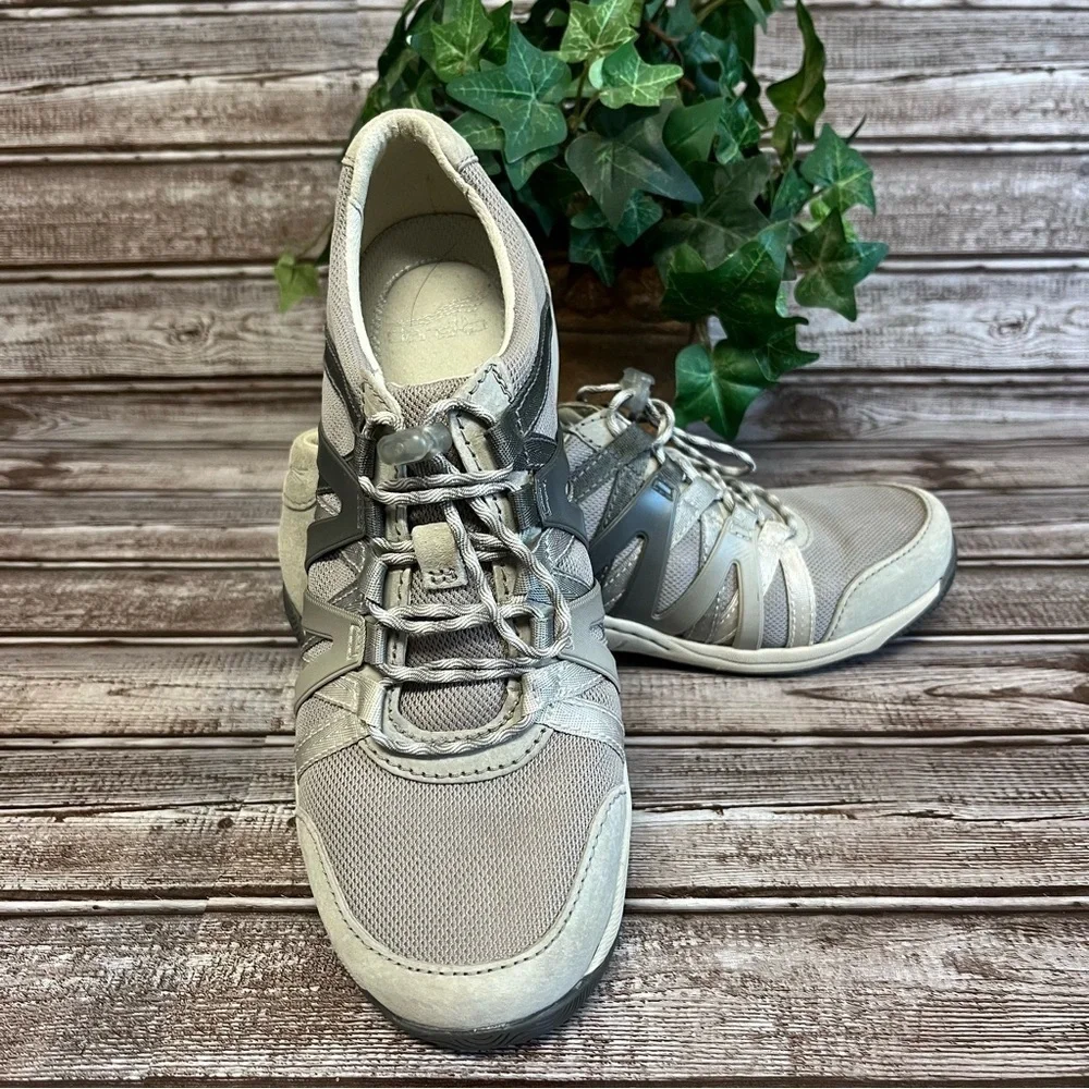 Dansko Henriette Gray Tan Suede Leather Sneaker Size 38 - Picture 3 of 13